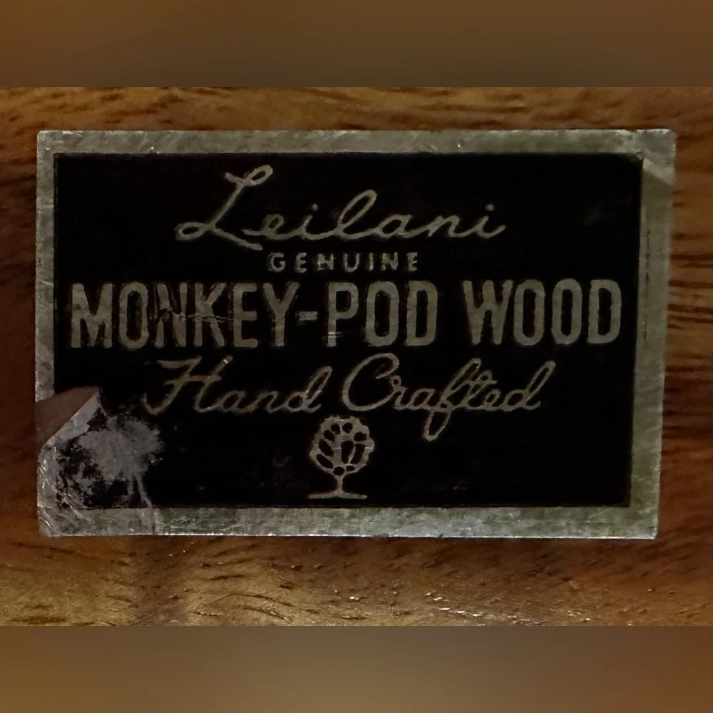 Vintage Leilani Genuine Monkey Pod Wood Handcrafted 2 Compartment Tray